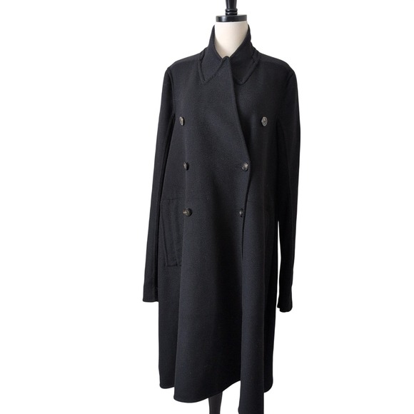 Rick Owens Black Virgin Wool Double Breasted Long Coat RP18F4948-DDW US 6 IT 42